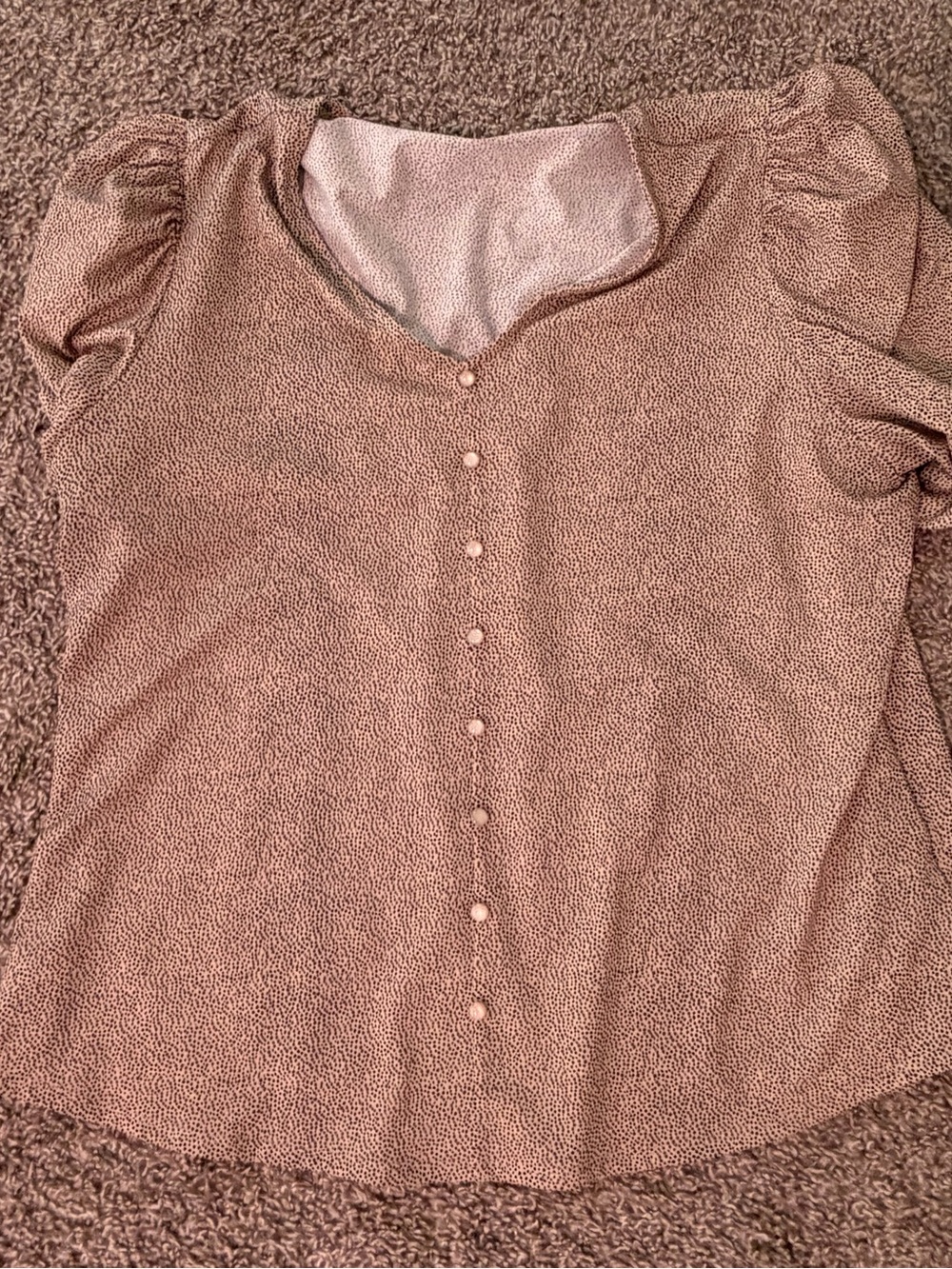 Adrianna Papell Blush Pink Puff-Sleeve Button Front Blouse